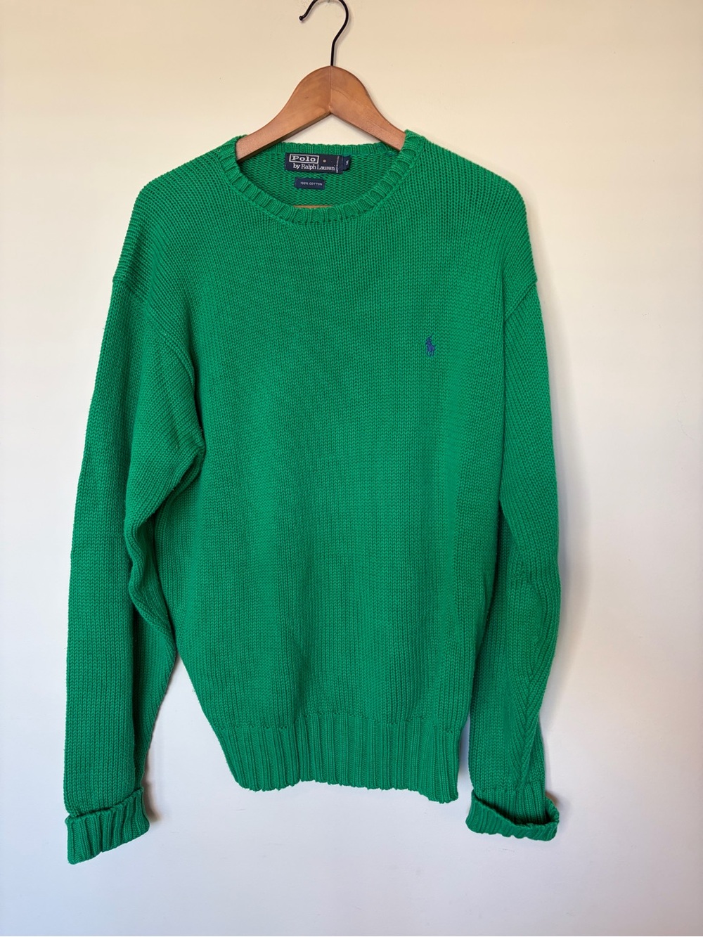 Polo by Ralph Lauren 100 % cotton Green Crewneck Sweater medium
